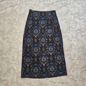 Briggs New York 10 Ladies Paisley MaxiLong Skirt Black Damask Floral Vintage Y2k